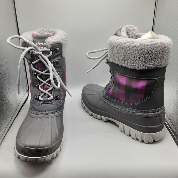 Storm By Cougar Carlisle Carlisle Boots Women's 8M Grey/Pink Plaid Lace-up 2 - Picture 2 of 9